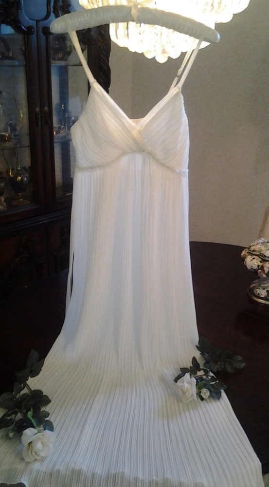 NEW FLORA NIKOOZ  IVORY NIGHTGOWN TINY PLEATS MED